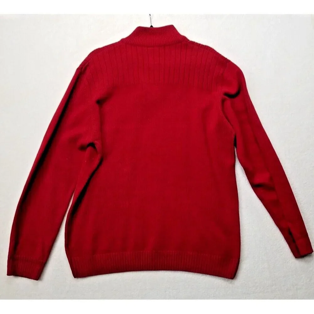 Great Northwest red cable knit sweater men's XL cotton blend 1/4 zip long sleeve